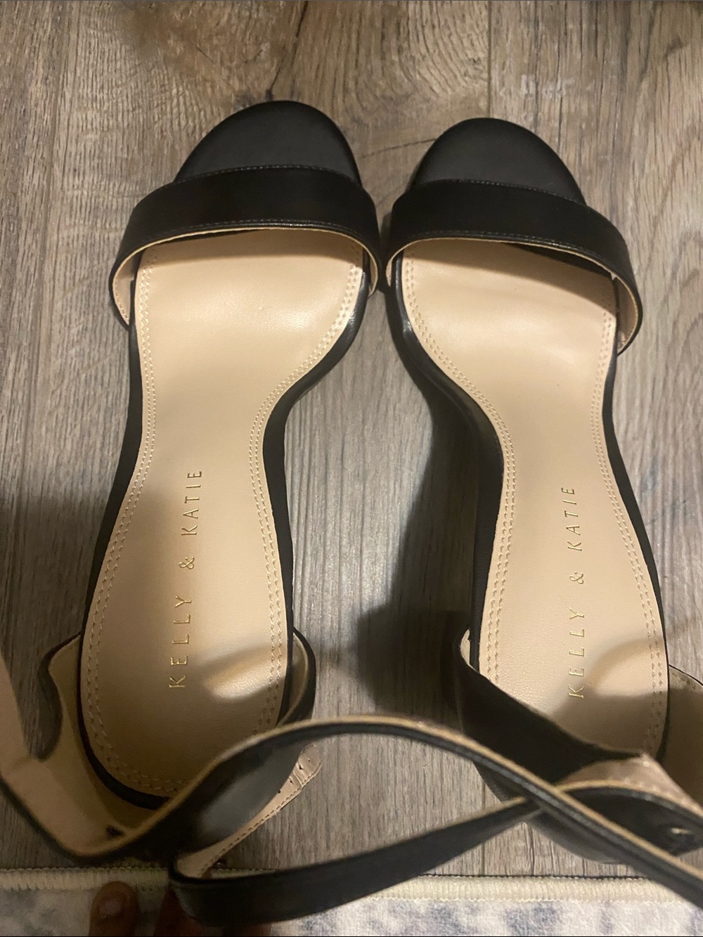 Kelly & Katie Black Open-Toe Ankle Strap Heels